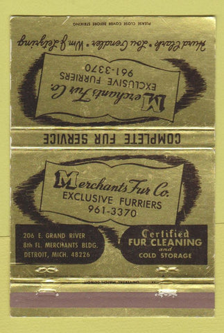 Matchbook Cover - Merchants Fur Detroit MI girlie 40 Strike