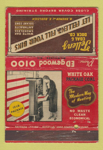 Matchbook Cover - Fellenz Coal Milwaukee WI girlie WEAR 40 Strike