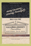Matchbook Cover - Galloway Onstott Funeral Home Hartford OH WEAR 40 Strike