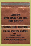 Matchbook Cover - Johnny Johnson Cadillac Buick Harvey IL 40 Strike