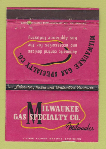 Matchbook Cover - Milwaukee Gas Specialty WI 40 Strike