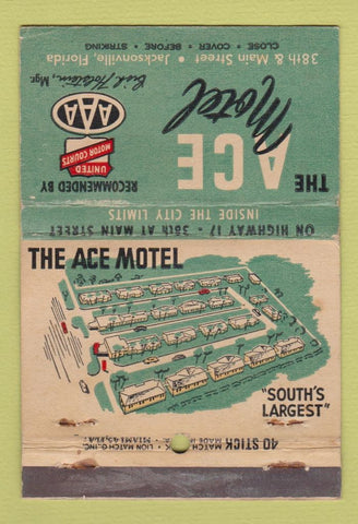 Matchbook Cover - Ace Motel Jacksonville FL WORN 40 Stick