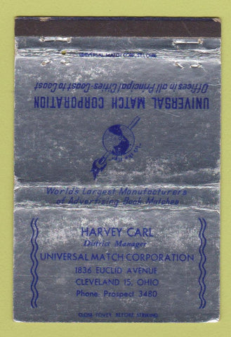 Matchbook Cover - Universal Match Harvey Carl Cleveland OH WEAR 40 Strike