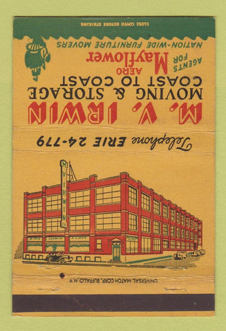 Matchbook Cover - MV Irwin Moving Storage Mayflower  40 Strike