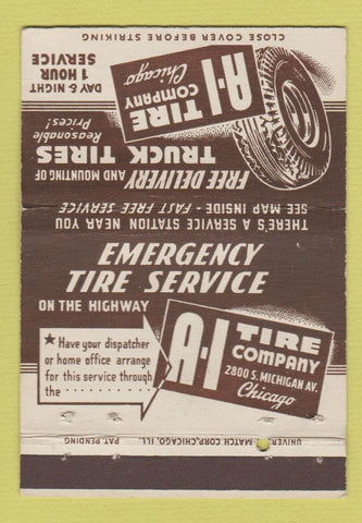 Matchbook Cover - A1 Tire Chicago IL 40 Strike