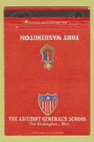Matchbook Cover - Adjutant General School Fort Washington MD postcard 40 Strike