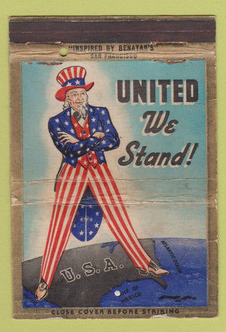 Matchbook Cover - WWII Uncle Sam Benatacs Drug San Francisco WORN 40 Strike