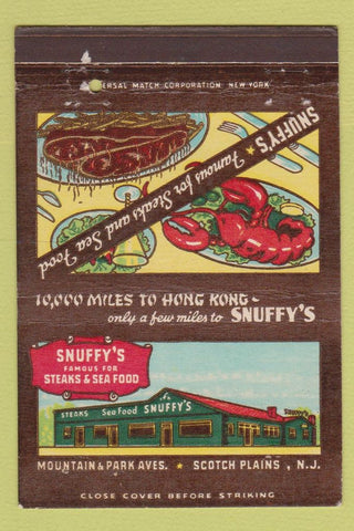 Matchbook Cover - Snuffy's Restaurant Scotch Plains NJ WEAR 40 Strike
