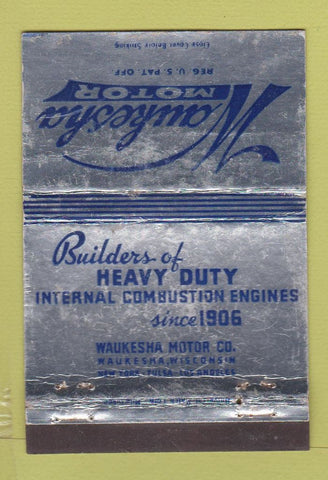 Matchbook Cover - Waukesha Motor Company WI WEAR 40 Strike