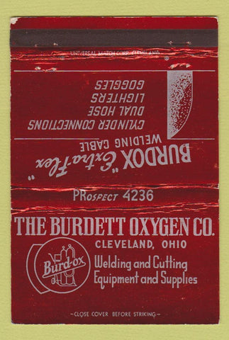 Matchbook Cover - Burdett Oxygen Cleveland OH Welding 40 Strike