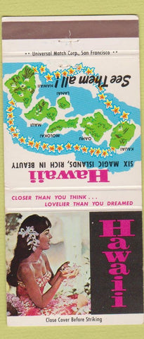 Matchbook Cover - Hawaii Tourism girlie 30 Strike