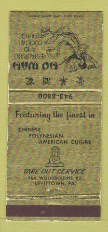 Matchbook Cover - Ho Wah Chinese Polynesian Levittown PA girlie 30 Strike