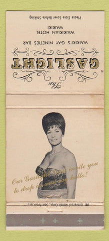 Matchbook Cover - The Gaslight Waikiki Hawaii girlie #1223 WEAR 30 Strike