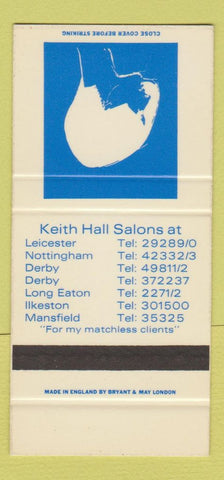 Matchbook Cover - Keith Hall Salons England girlie SAMPLE 30 Strike