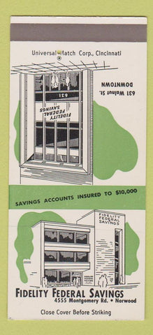 Matchbook Cover - Fidelity Federal Savings Norwood OH SAMPLE 30 Strike