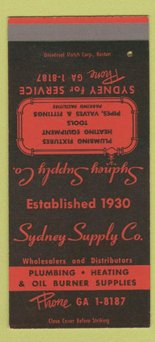 Matchbook Cover - Sydney Supply Plumbing Heating SAMPLE 30 Strike