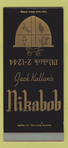 Matchbook Cover - Jack Kallan's Nikabob Los Angeles CA SAMPLE 30 Strike