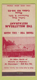 Matchbook Cover - Millstream Restaurant BC? 30 Strike