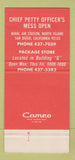 Matchbook Cover - CPO Anchor Club North Island San Diego CA 30 Strike