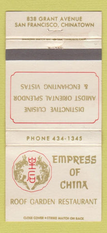 Matchbook Cover - Empress of China Chinese San Francisco CA WEAR 30 Strike