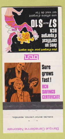 Matchbook Cover - BCN Savings Bank Canada girlie 30 Strike