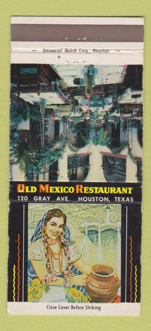 Matchbook Cover - Old Mexico Restaurant Houston TX girlie 30 Strike