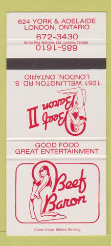 Matchbook Cover - Beef Baron London ON girlie #304 Strip Club 30 Strike