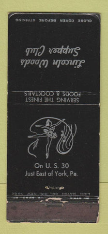 Matchbook Cover - Lincoln Woods Supper Club POOR STRIKER girlie 30 Stick