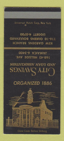 Matchbook Cover - City Savings Loan Queens NYC SAMPLE 30 Strike