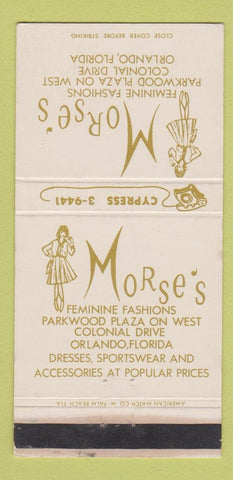 Matchbook Cover - Morse's Orlando FL clothes girlie WEAR 30 Strike