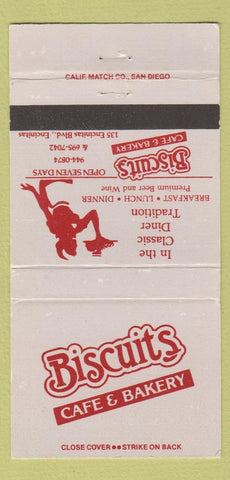 Matchbook Cover - Biscuits Cafe girlie Encinitas CA 30 Strike