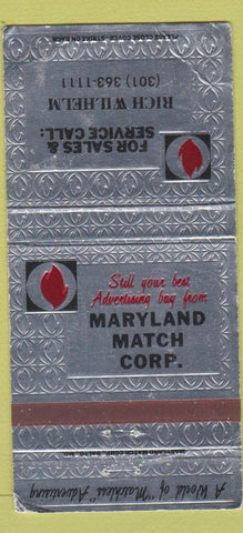 Matchbook Cover - Maryland Match Rich Wilhelm 30 Strike