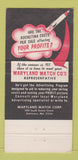 Matchbook Cover - Maryland Match Rich Wilhelm 30 Strike