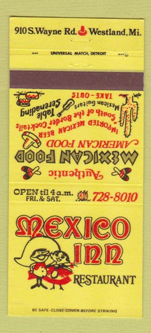 Matchbook Cover - Mexico Inn Restaurant Westland MI cactus 30 Strike