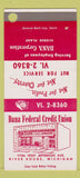 Matchbook Cover - Dana Federal Credit Union River Rouge MI SAMPLE 30 Strike