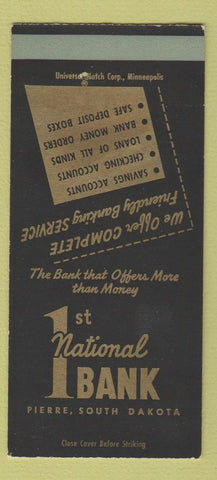Matchbook Cover - 1st National Bank Pierre SD SAMPLE 30 Strike