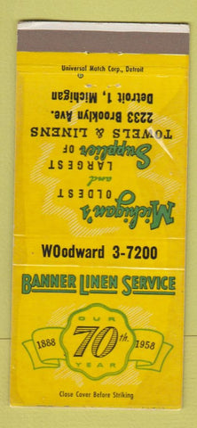 Matchbook Cover - Banner Linen Detroit MI POOR girlie 30 Strike