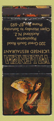 Matchbook Cover - Valencia Restaurant Auckland New Zealand girlie WEAR 30 Strike