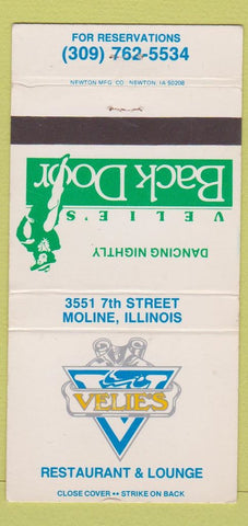 Matchbook Cover - Velite's Back Door Restaurant Moline IL girlie 30 Strike