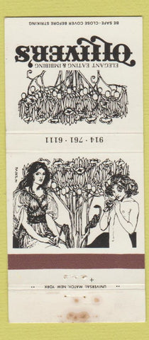 Matchbook Cover - Olliver's Restaurant girlie White Plains NY WEAR 30 Strike