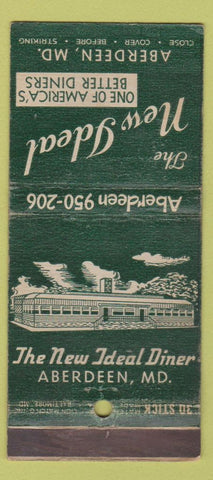 Matchbook Cover - New Ideal Diner Aberdeen MD WORN  30 Stick #5