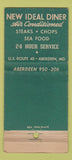 Matchbook Cover - New Ideal Diner Aberdeen MD WORN  30 Stick #5
