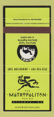 Matchbook Cover - Metropolitan Pizza Atlanta GA girlie Camel 30 Strike