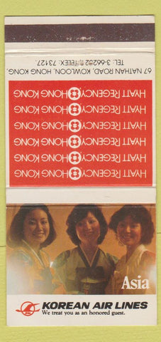 Matchbook Cover - Korean Air Lines Hyatt Hong Kong girlie 30 Strike