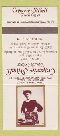 Matchbook Cover - Creperie Stivell Sydney Australia girlie 30 Strike