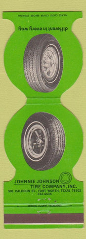 Matchbook Cover - Johnnie Johnson Tire Fort Worth TX Contour
