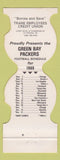 Matchbook Cover - Green Bay Packers 1980 Schedule Trane Credit Union Contour