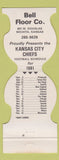 Matchbook Cover - Kansas City Chiefs 1981 Schedule Bell Floor Wichita KS Contour