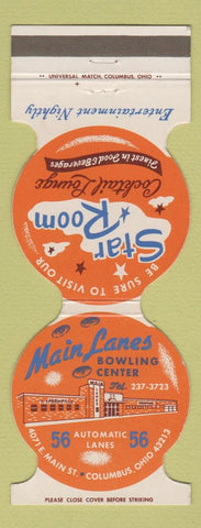 Matchbook Cover - Main Lanes Bowling Columbus OH Jewelite