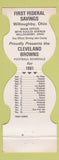 Matchbook Cover - Cleveland Browns 1981 Schedule Willoughby OH Bank Contour